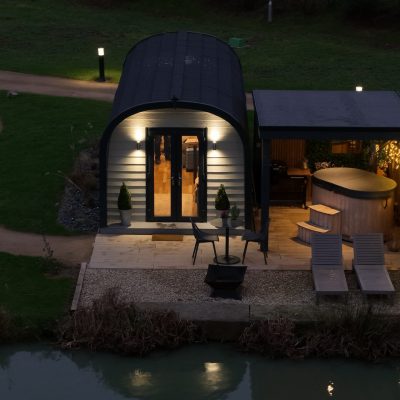 Glamping Pod aerial view