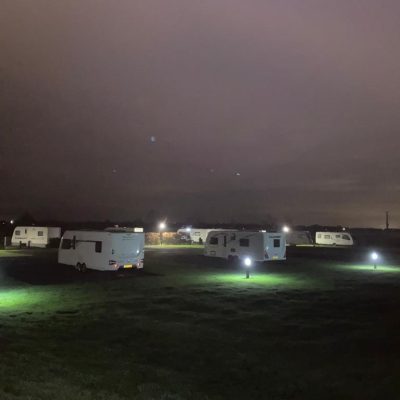 caravan site at night